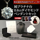 松屋銀座外商部純プラチナ台0.6ctダイヤモンドペンダントセット 【ガーネット 】