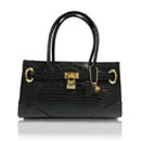 川島なお美プロデュース レザージュエルズ クロコダイルハンドバッグ 【ブラック 】